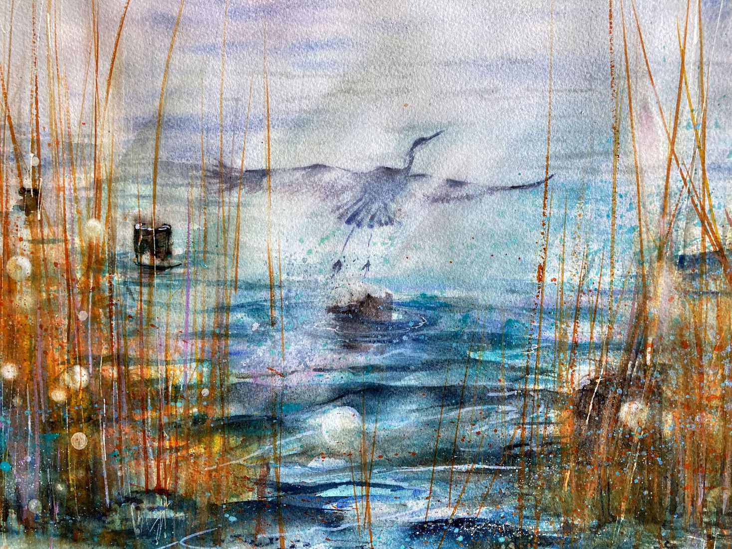 Duinmeer met Blauwe reiger