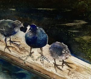 Koeien, vogels zijn ook dankbare onderwerpen. De vachten, de veren, die met losse toetsen weer te geven. Heerlijk om te doen.