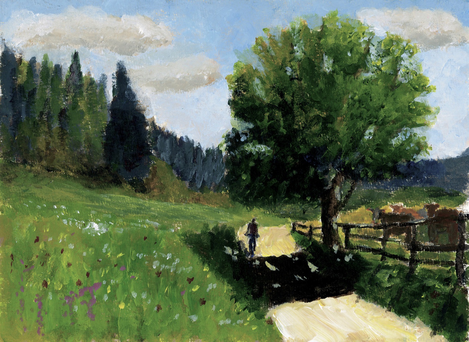 Alleen in een landschap