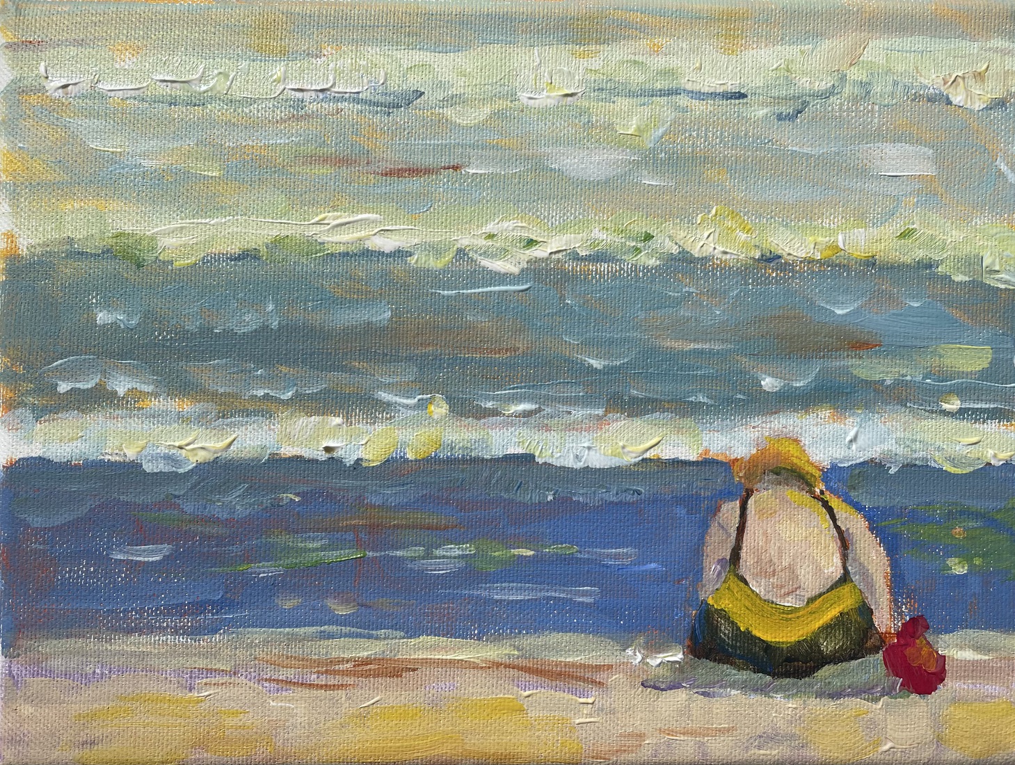 De dame op het strand