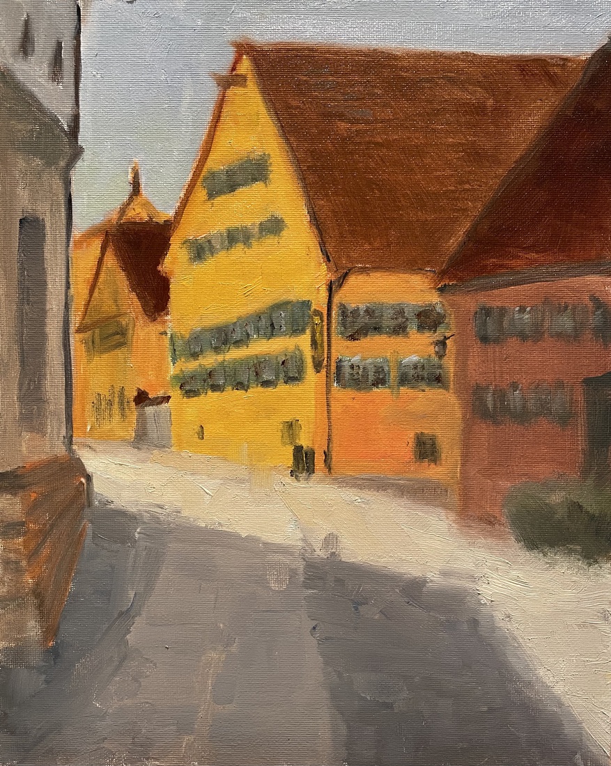 Namiddaglicht in Dinkelsbühl, Beieren, Duitsland