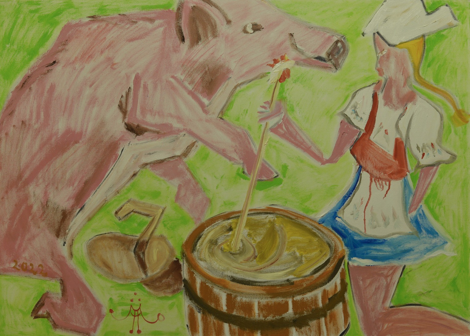 Wild zwijn met kaasmeisje