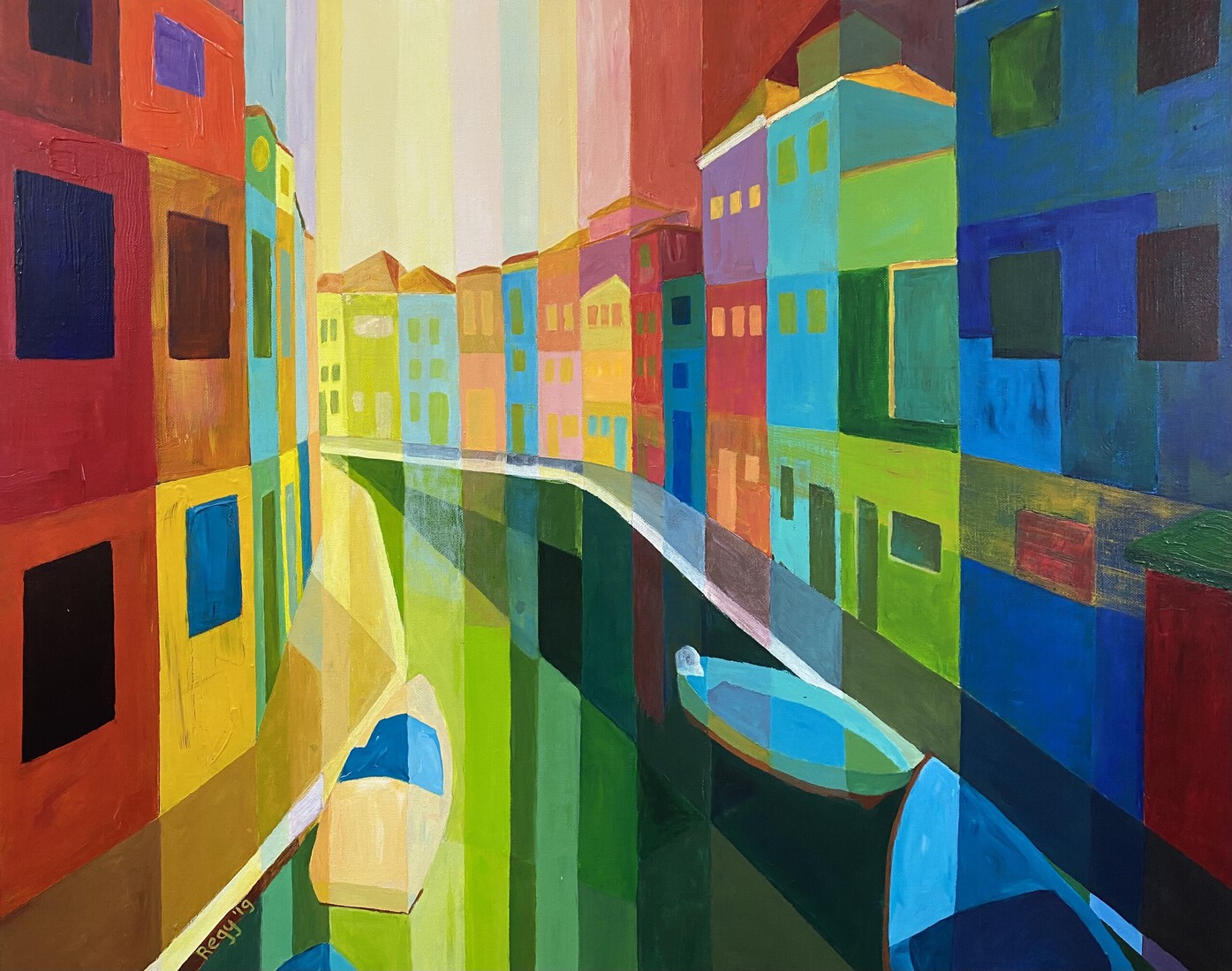 Venetië op linnen doek