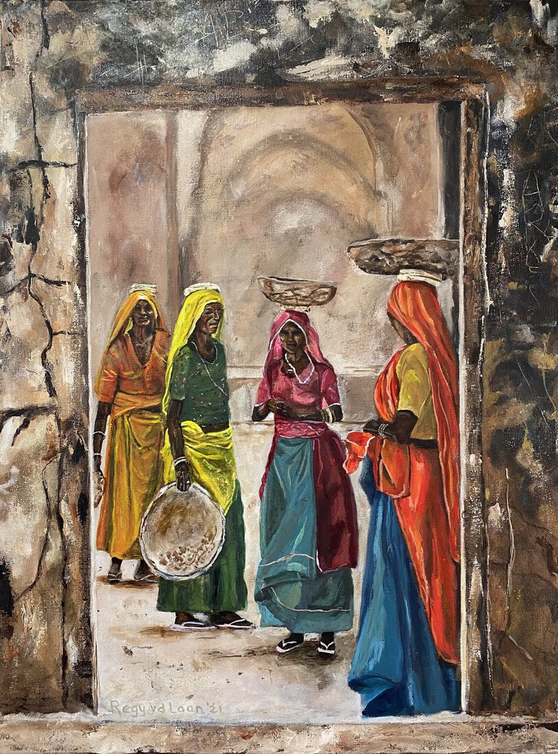 Arabische vrouwen gaan naar de souk