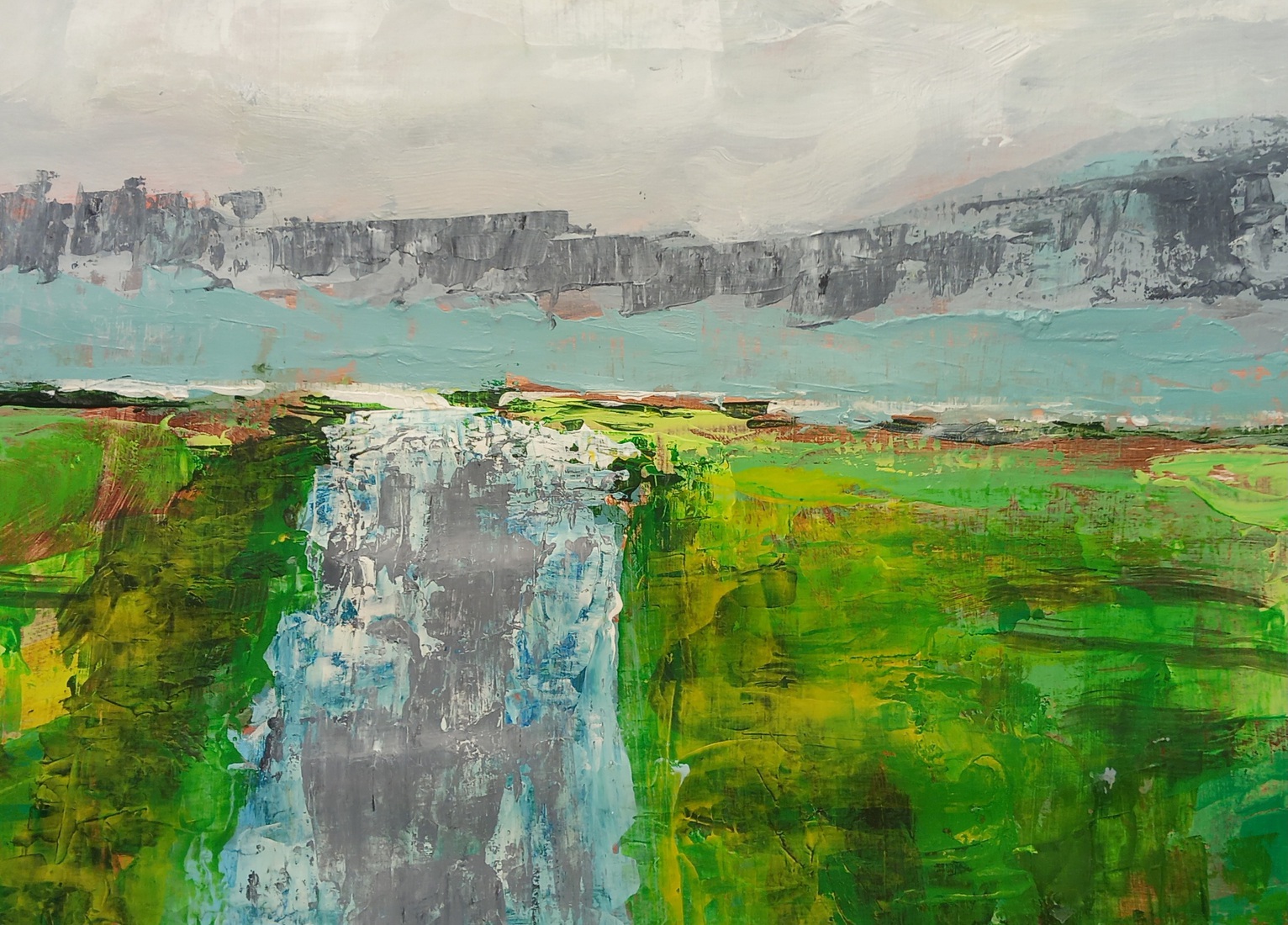 Landschap in groen en grijs