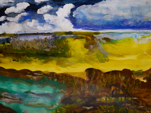 20 schilderijen met een geschilderd impressionistisch landschap geïnspireerd door een foto van de Overasseltse of Haterse vennen. De foto stamt uit september 2024. Pigment (met acrylaatbinder en water) op speciaal papier, 48×36 cm – afgewerkt met een vernis. De laatste schilderijen verwijzen naar het donkere einde van Vincent van Gogh. Het bruin (van Dyckbruin) neemt een grotere ruimte in. 