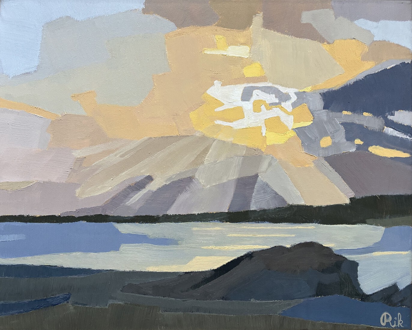 Zonsondergang op meer Pukaki Nieuw Zeeland