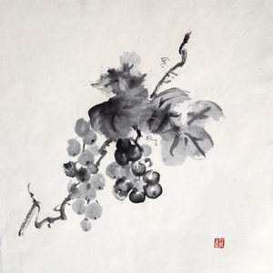 Planten, bloemen en bomen in de stijl van Oosters penseelschilderen/sumi-e.