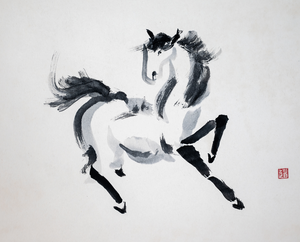 Dieren in de stijl van Oosters penseelschilderen/sumi-e