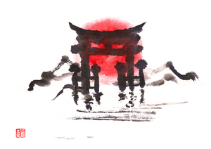 Landschappen in de stijl van Oosters penseelschilderen/sumi-e