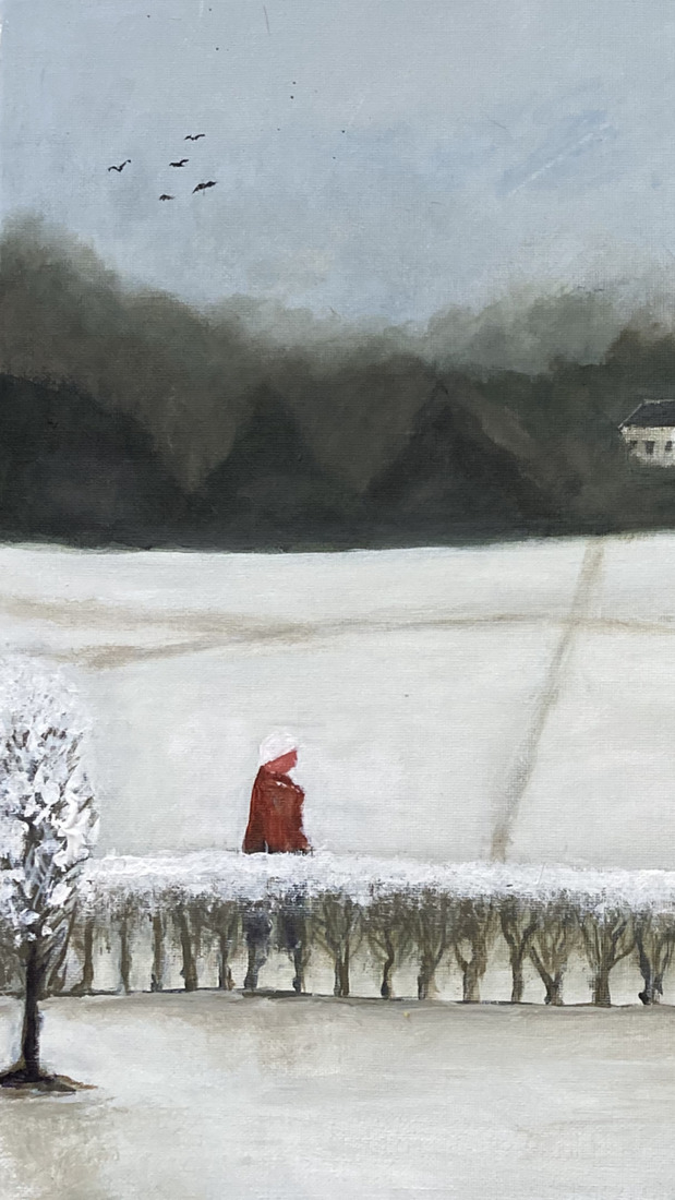 Wandelaarster in de sneeuw, naar Jan Mankes