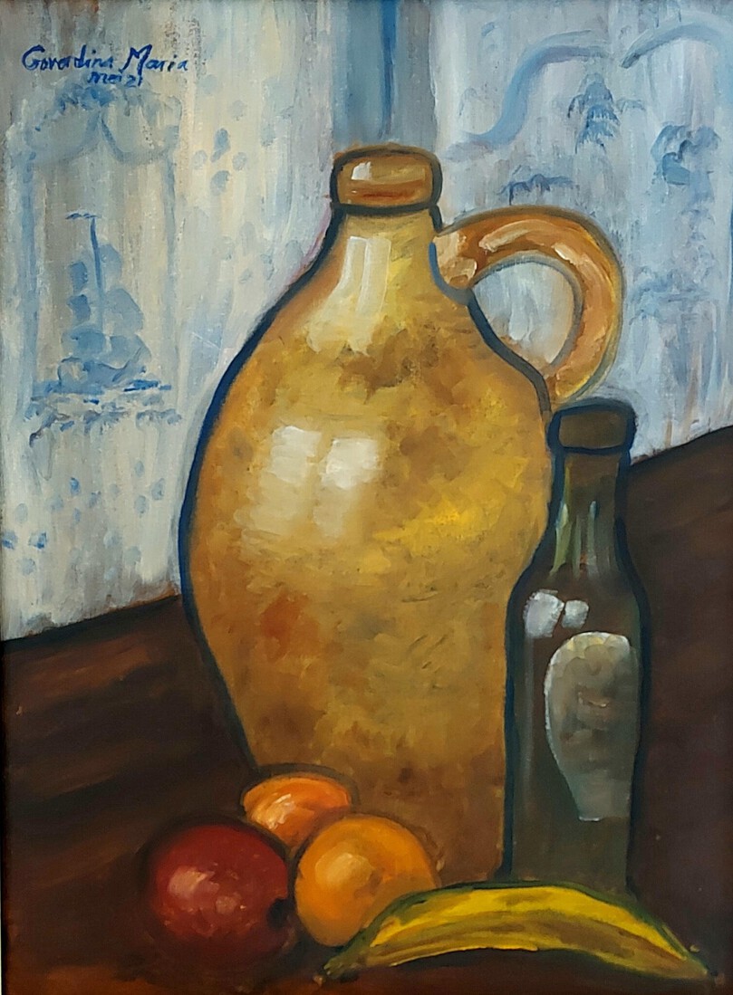 Aardenwerk kruik met fruit