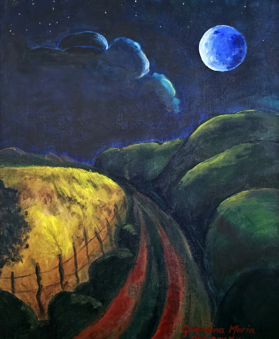 Wheat field under a blue moon