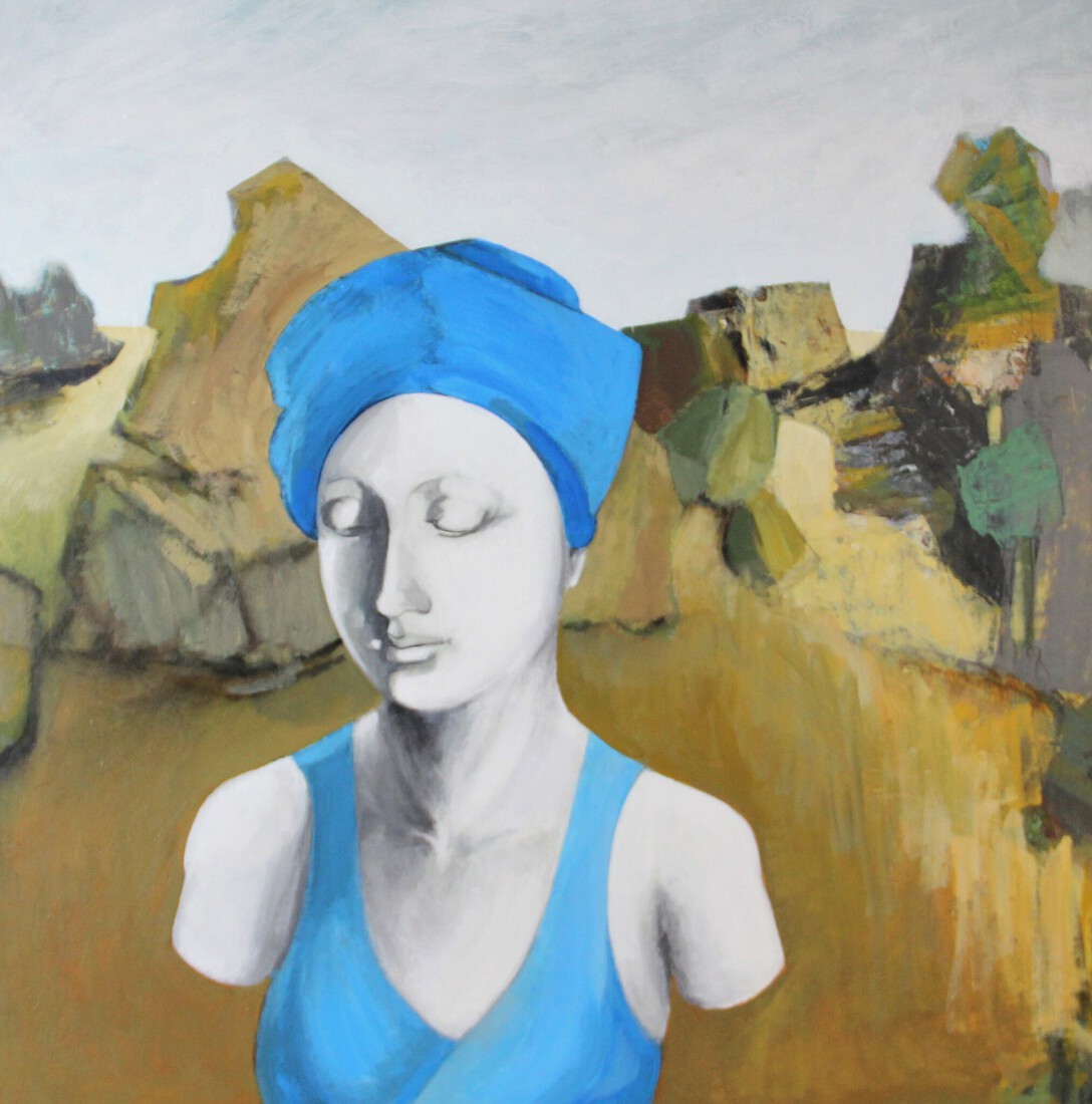vrouw in landschap