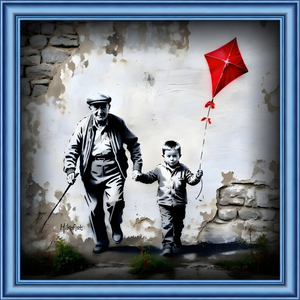 In deze serie heb ik momenten van verbinding tussen generaties vastgelegt. De silhouetten zijn bewust in zwart-wit gehouden, alsof ze herinneringen zijn die op een verweerde muur zijn achtergelaten, sporen van tijd, leven en verhalen. De oude muur waarop het beeld verschijnt symboliseert het verleden. De afbladderende verf, de scheuren en de stenen eronder vertellen over tijd, verval en geschiedenis. Toch groeit uit diezelfde muur een nieuw verhaal: de ontmoeting tussen generaties.