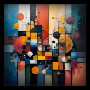 In deze serie schilder ik geometrische vormen, diepte en kleurcomposities in een dynamisch samenspel van lijnen, vlakken en cirkels. Warme tinten oranje, rood en goud contrasteren met koele blauwen en zachte pastels, waardoor een krachtige maar harmonieuze sfeer ontstaat. De gelaagde structuren en subtiele texturen geven elk werk een moderne, bijna architectonische uitstraling waarin balans, beweging en verbeelding samenkomen.