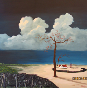 Deze schilderijen hebben allemaal een verhaal. Het verhaal zit in t hoofd van de kijker daarom hebben ze eigenlijk geen naam. Een ieder kijkt en ervaart deze schilderijen op een andere manier vaak komen ze op t zelfde uit maar via andere wegen.