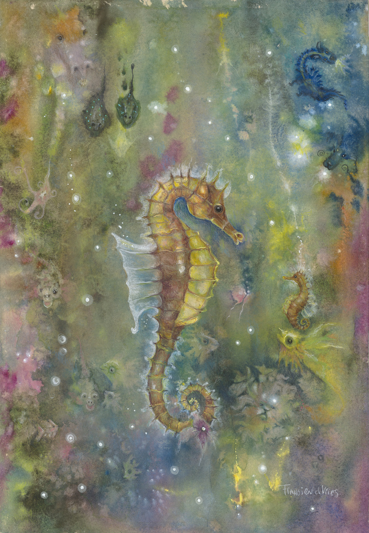 kunstafdruk(gicleé) : Kijkje achter de sluiers in de Waterwereld 30x20CM