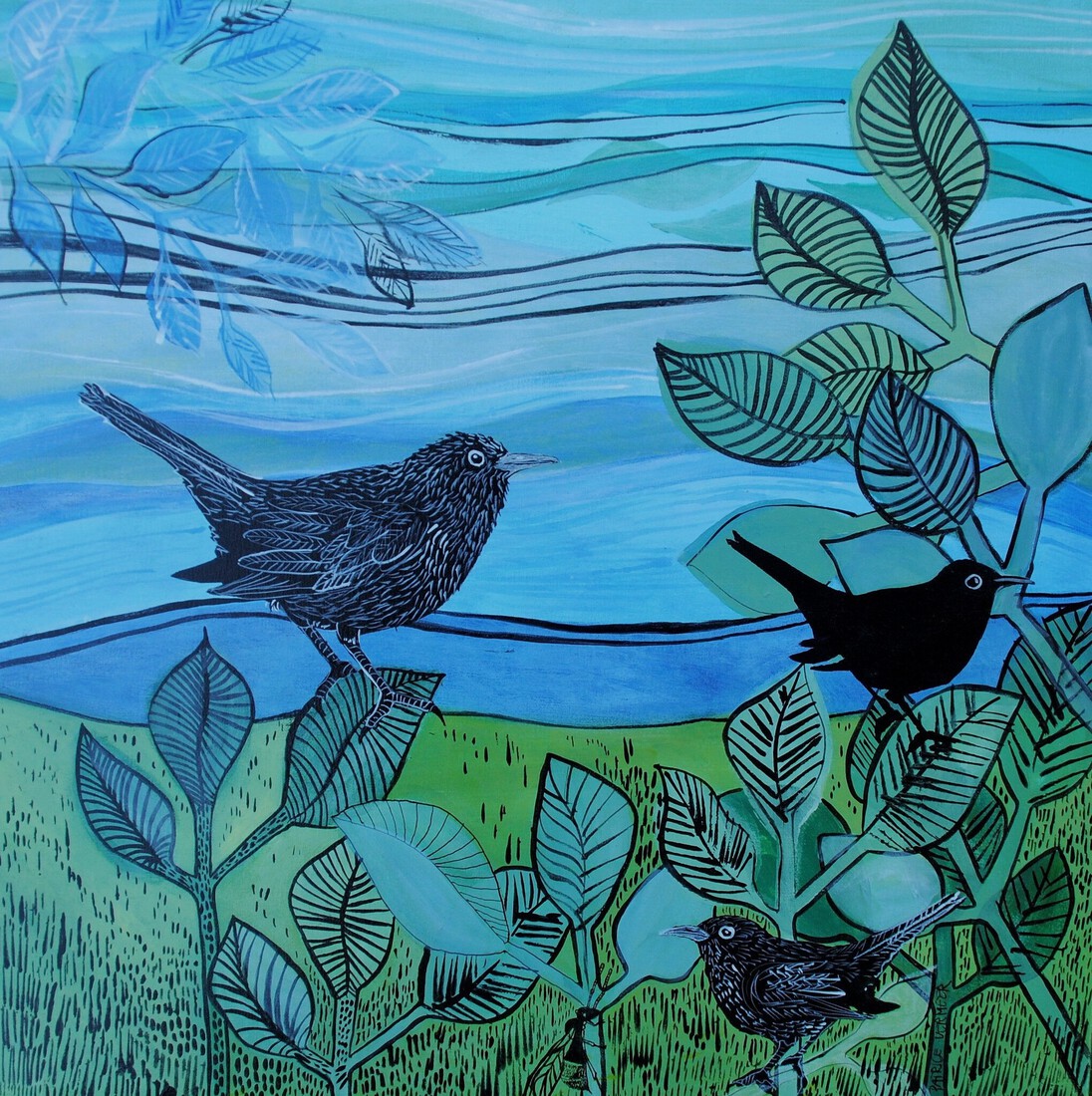 Blackbirds in het groen