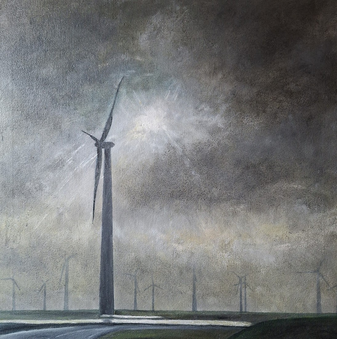 Windmolens in de wolken