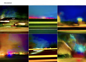 Collages van foto’s gemaakt in de nacht vanuit rijdende auto