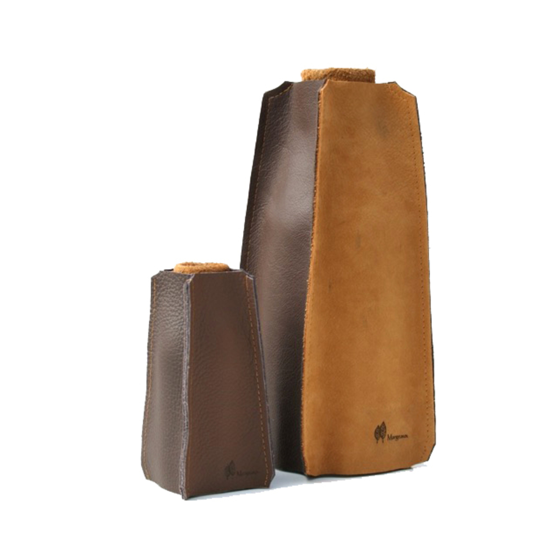 Set leren vazen donkerbruin/beige