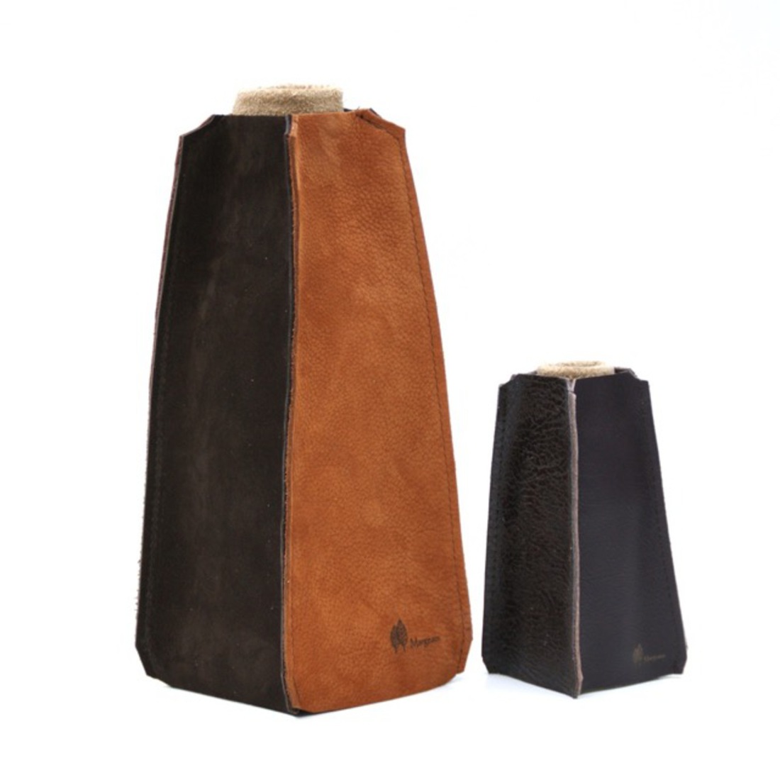 Set leren vazen cognac/d.bruin