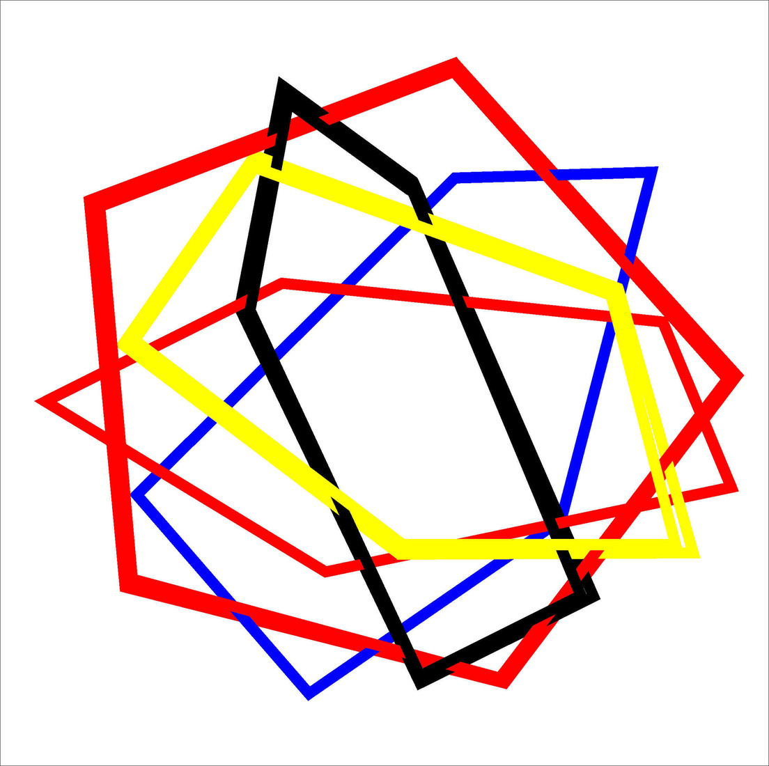 Computerkunst. Onregelmatige vijfhoek in transparant lijnenspel