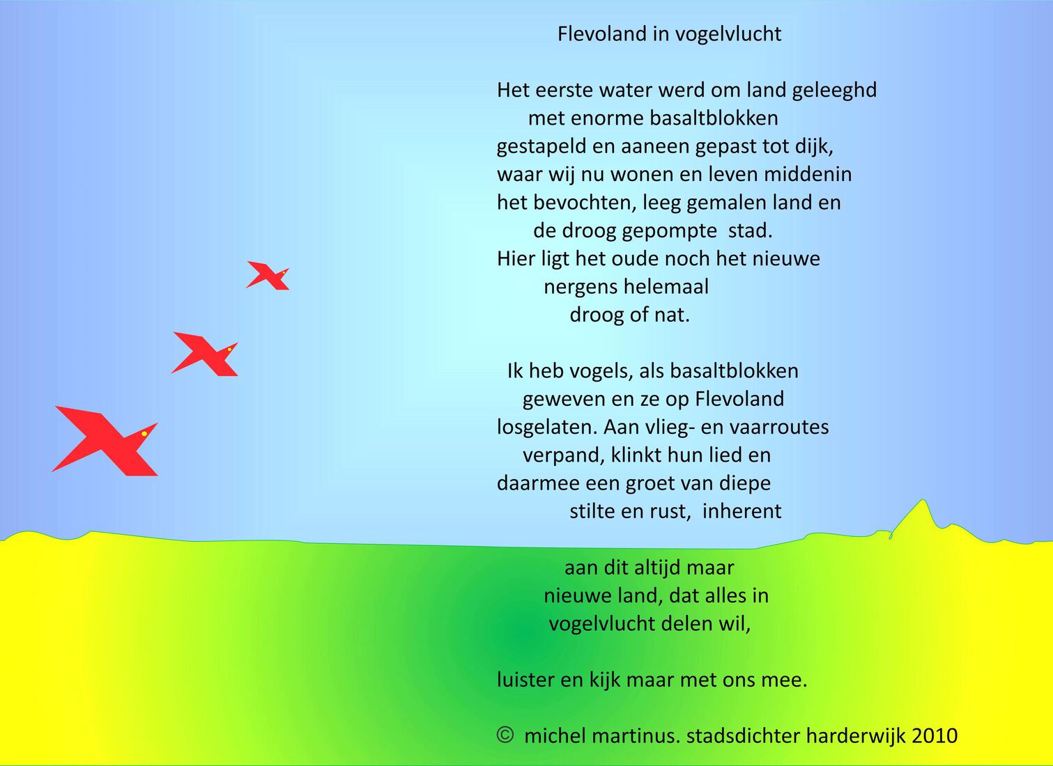 Grafiek. Gedicht. Flevoland in Vogelvlucht