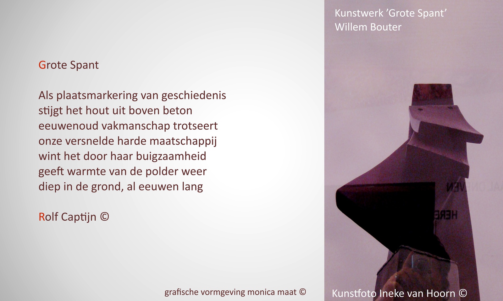 Gedicht bij kunstbeeld 'Grote Spant' van Rolf Captijn