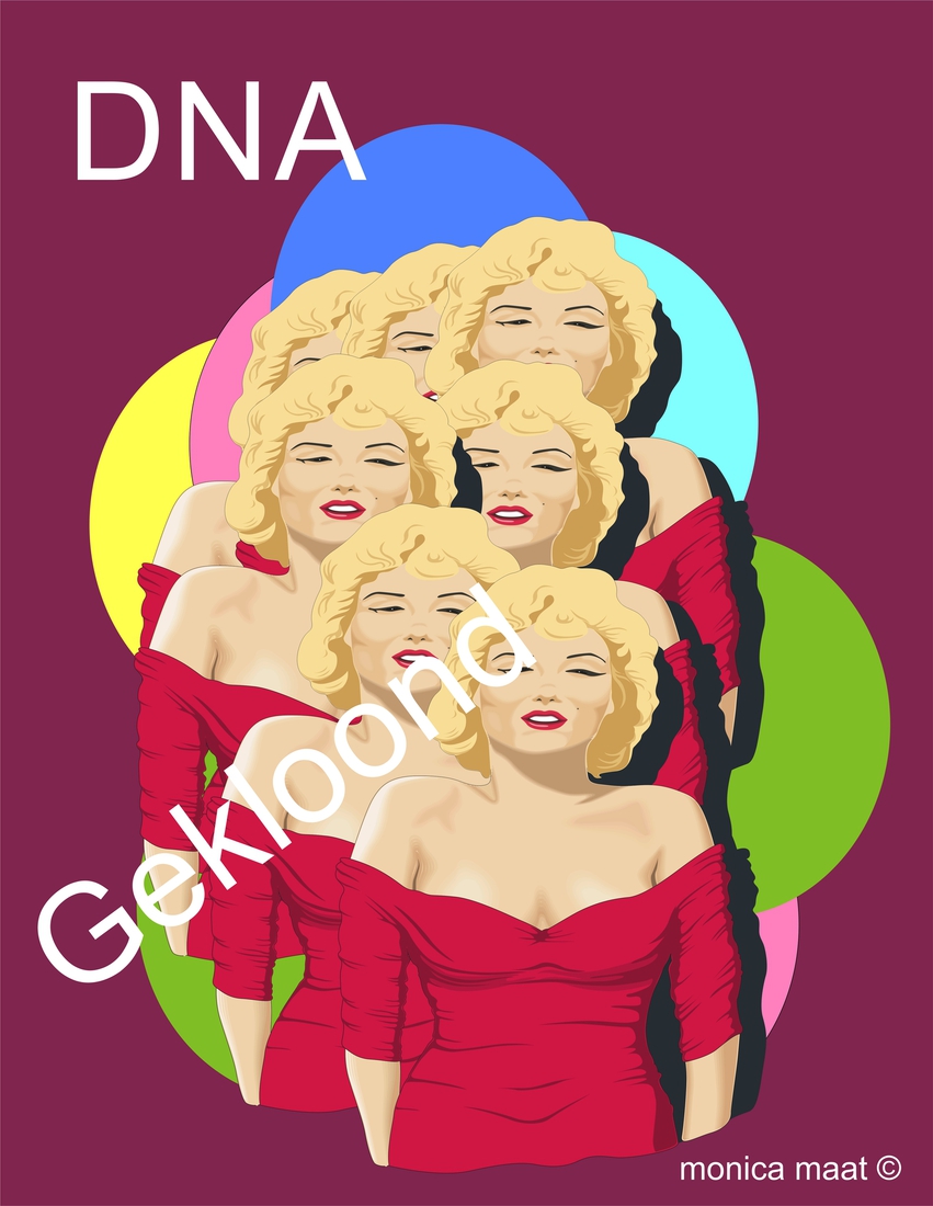 'DNA Gekloond met hulp van AI'   [Affichekunst op plexiglas] 