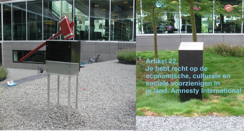 'Mokerslag' buitenobject in het kader van de Kaalslag in kunst en cultuur. De Nieuwe Bibliotheek Almere.