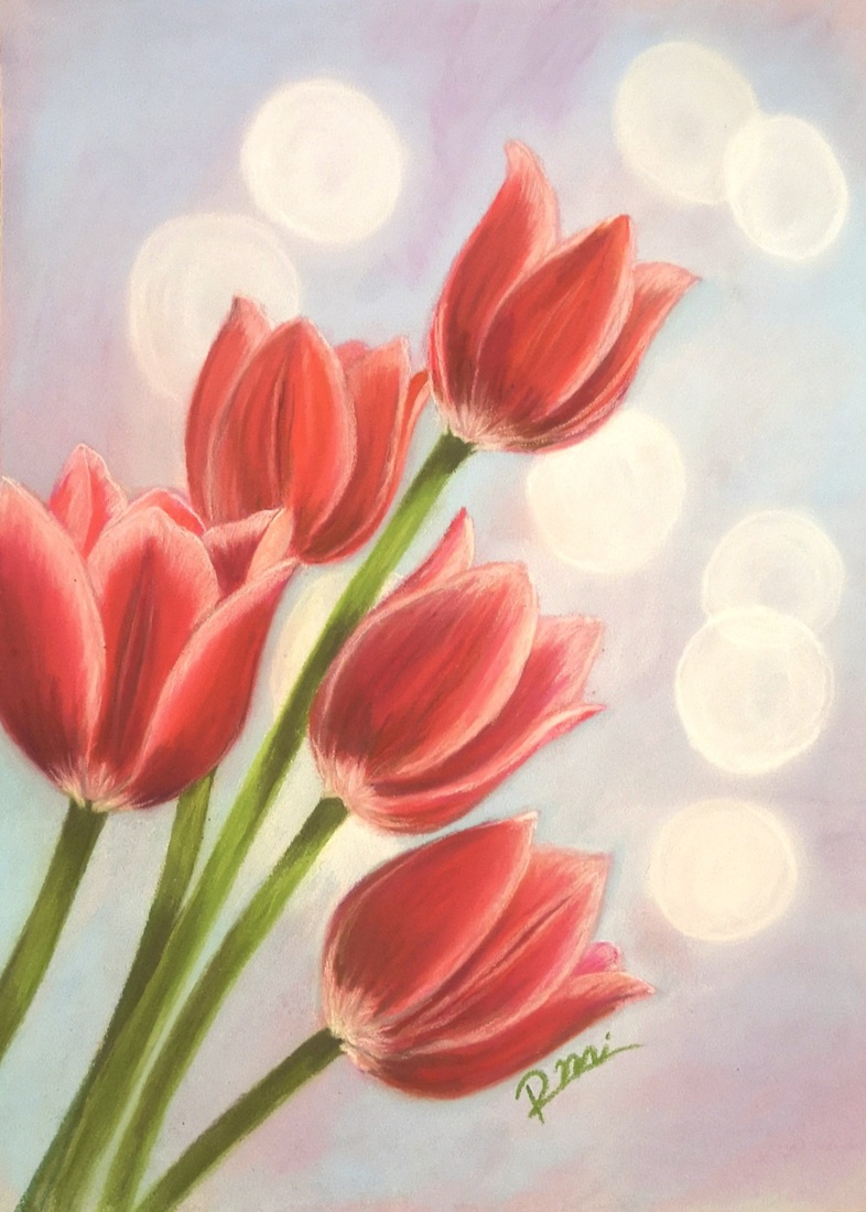 Levendige Rode Tulpen in Pastel met Bokeh-effect