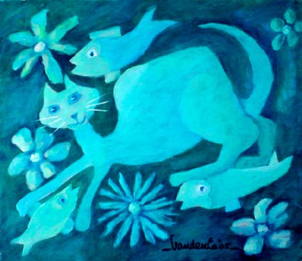 H-458 Kat, vissen en bloemen