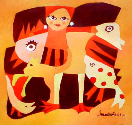 H-422 Meisje en vogel