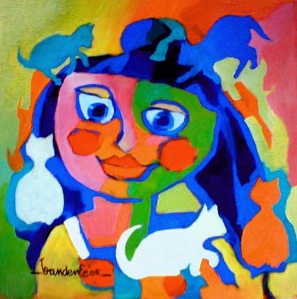 H-455 Meisje en kittens