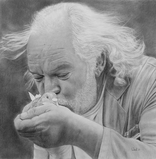 portret man met duif