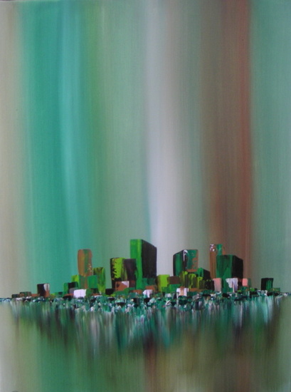 city view spring morning