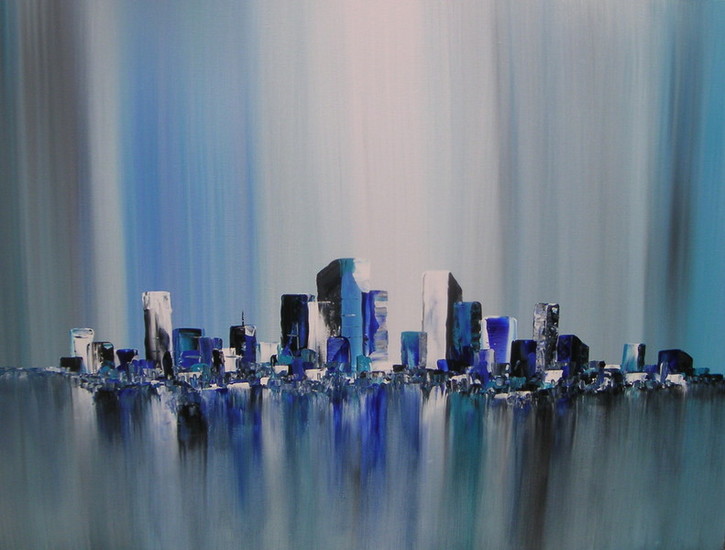 city view winter morning