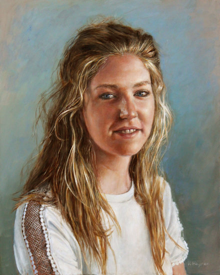 portret van een vrouw in het wit