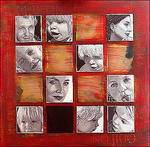 Bij familieportretten schilder ik de individuen apart, liefst van een foto op een onverwacht moment, zeker bij de kinderen. Concerning familyportrets I like to paint the individuals solo, place them together in a certain composition. Especially the photographs from the children must be spontaniously.