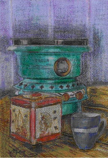 Stilleven met petroleumstel