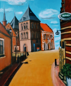 Schilderijen van steden, dorpen en gebouwen.