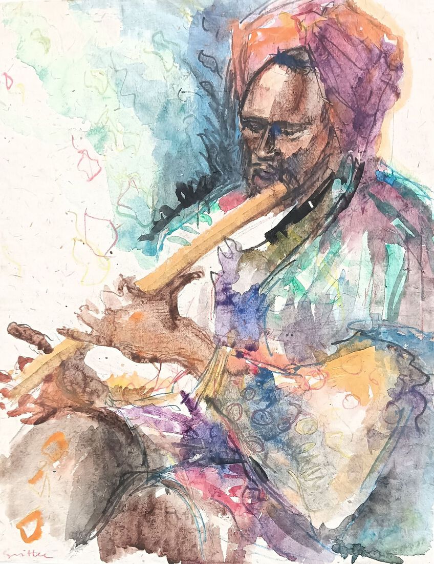 African flute player