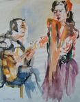 flamenco, accordeon, saxofoon, contrabas enzovoort:muzikanten en zangers spelen en zingen