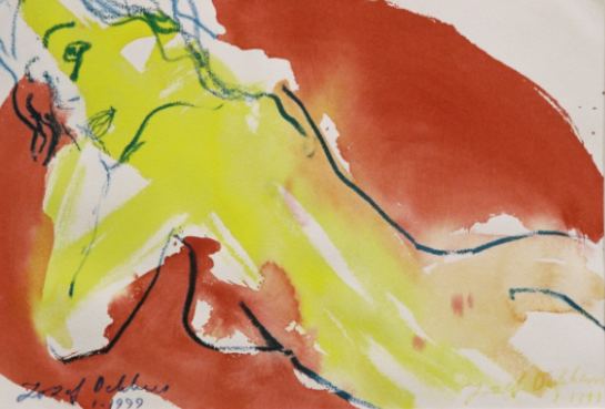 girl lying on red