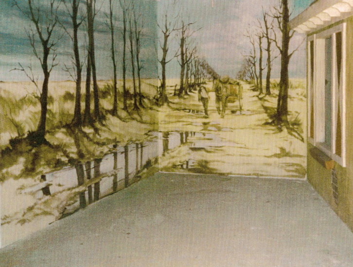 landweggetje met plassen water