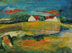 uiteenlopende landschappen van boerderij op het Franse platteland tot zeegezichten, alles vrij en expressief geschilderd.