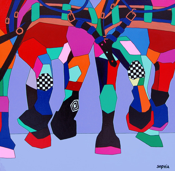Sophia Heeres - Trekpaarden ( Acrylverf op linnen- in lijst)