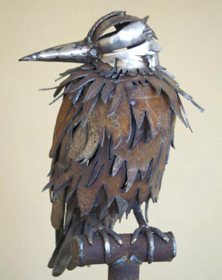 Herbert Koekkoek - Roek op Riek ( Cortenstaal, hout, staal)